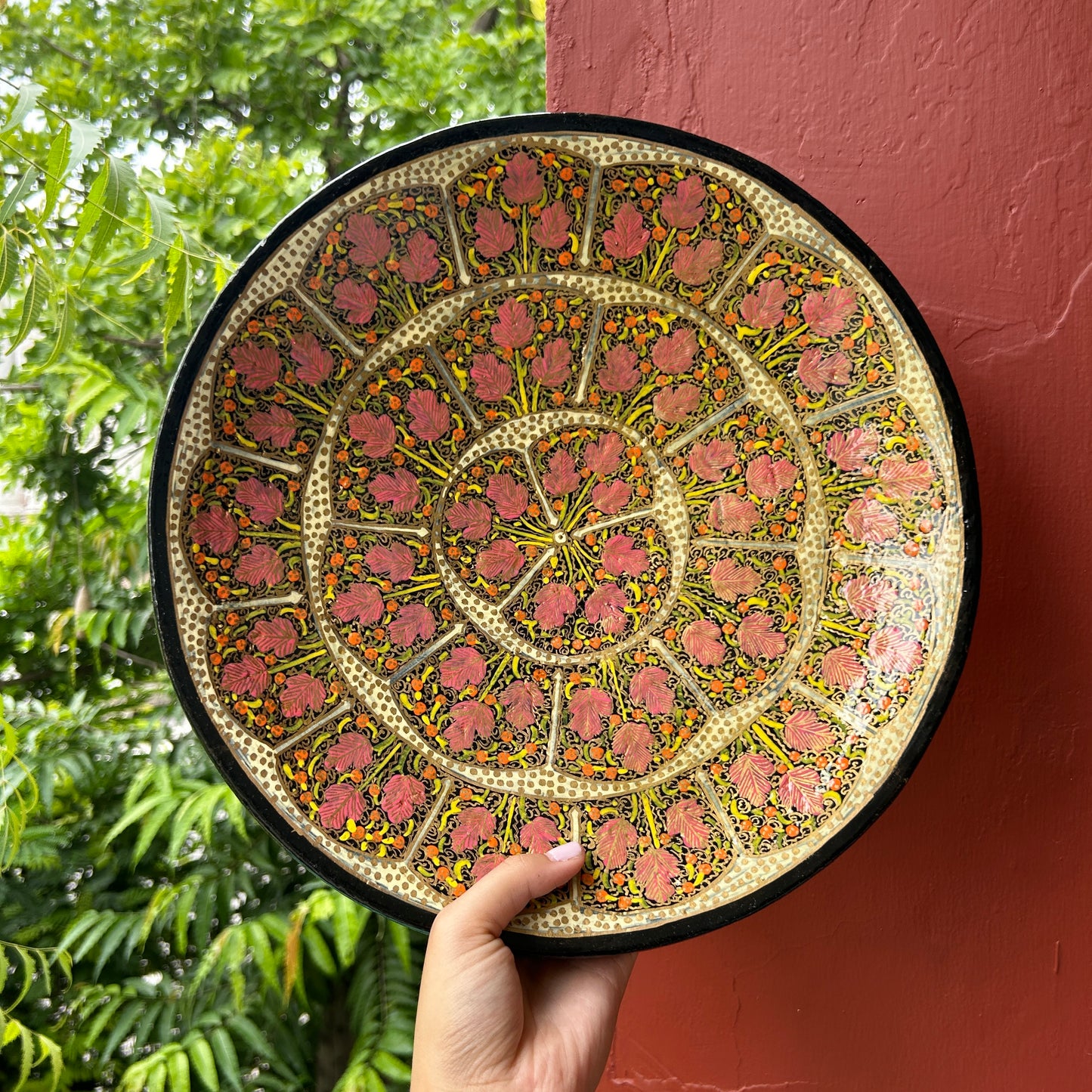 Papier Mache Wall Plate Floral Mosaic