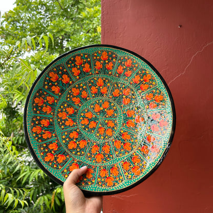 Papier Mache Wall Plate Green Mosaic