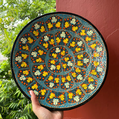 Papier Mache Wall Plate Blue Mosaic