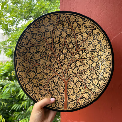 Papier Mache Wall Plate Gold Mosaic