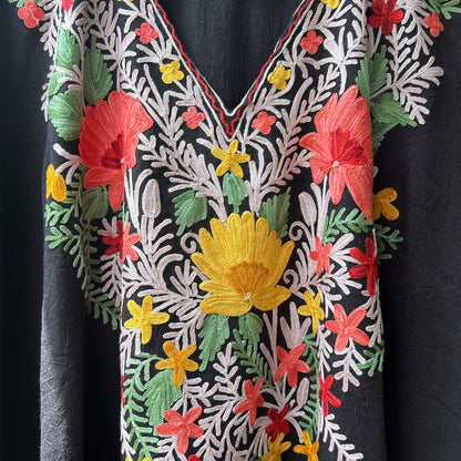 Black Floral Kashmiri Kaftan