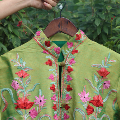Green Floral Silk Jacket