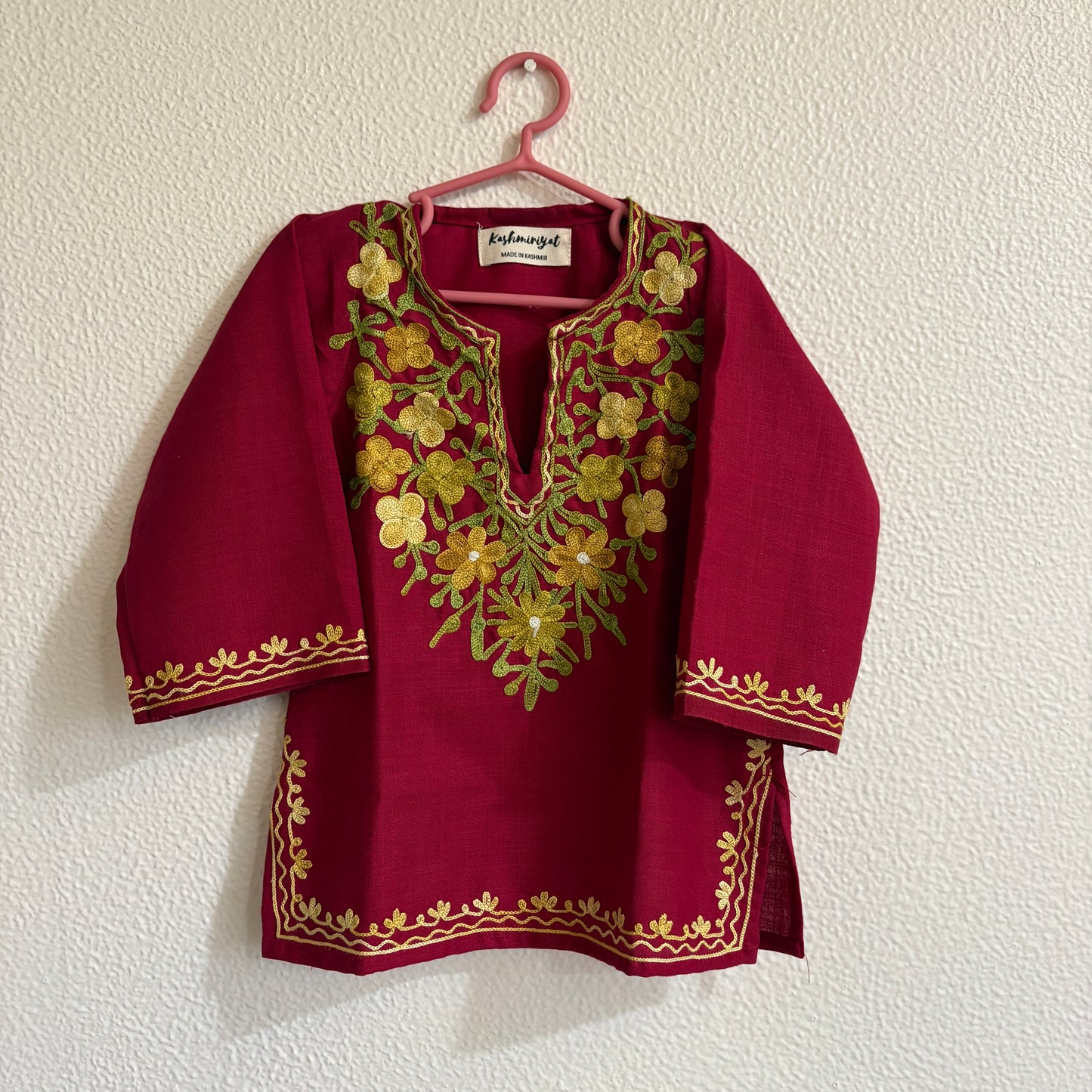 Maroon Kids Cotton Kurti Set (upto 2y)