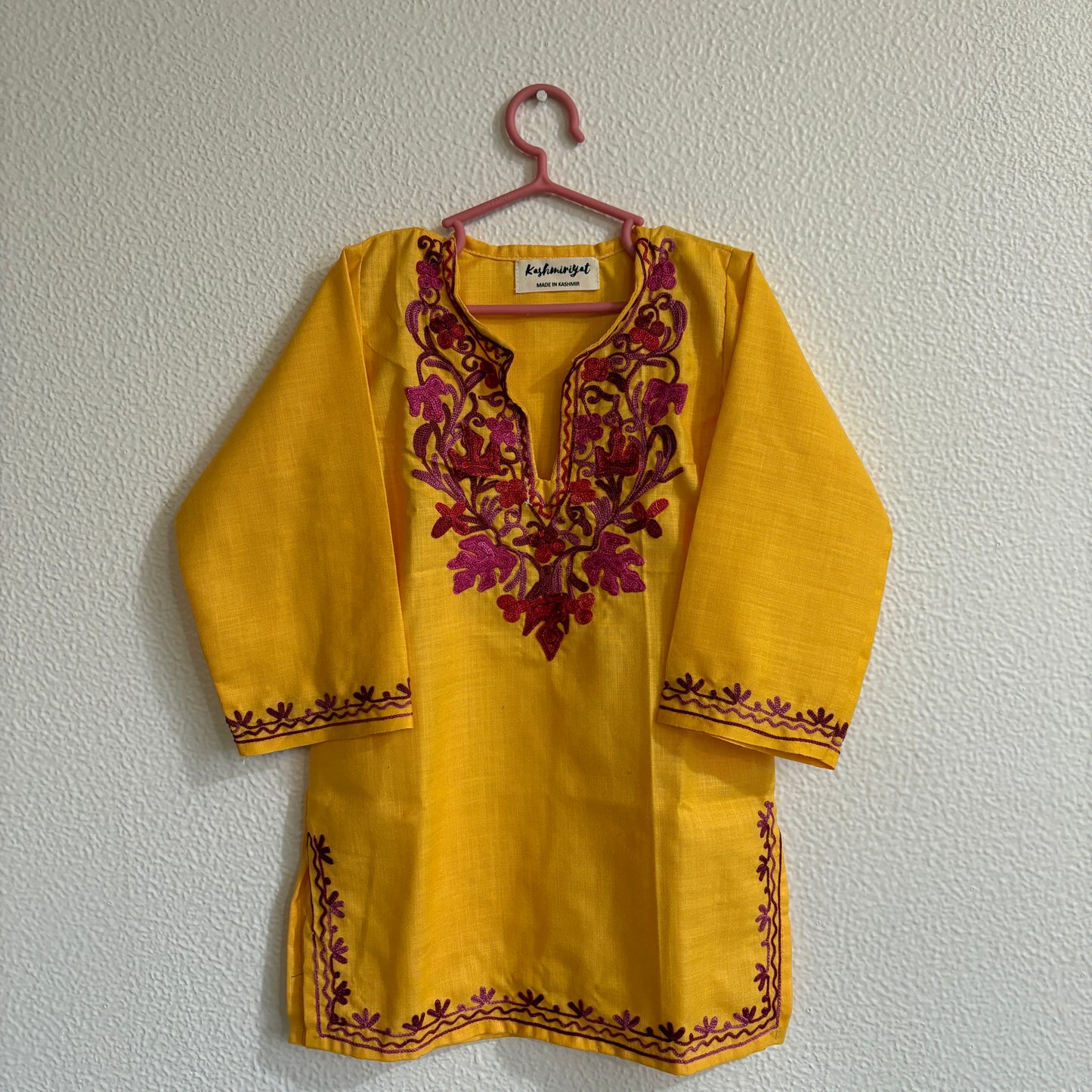 Yellow Kids Cotton Kurti Set (upto 2y)