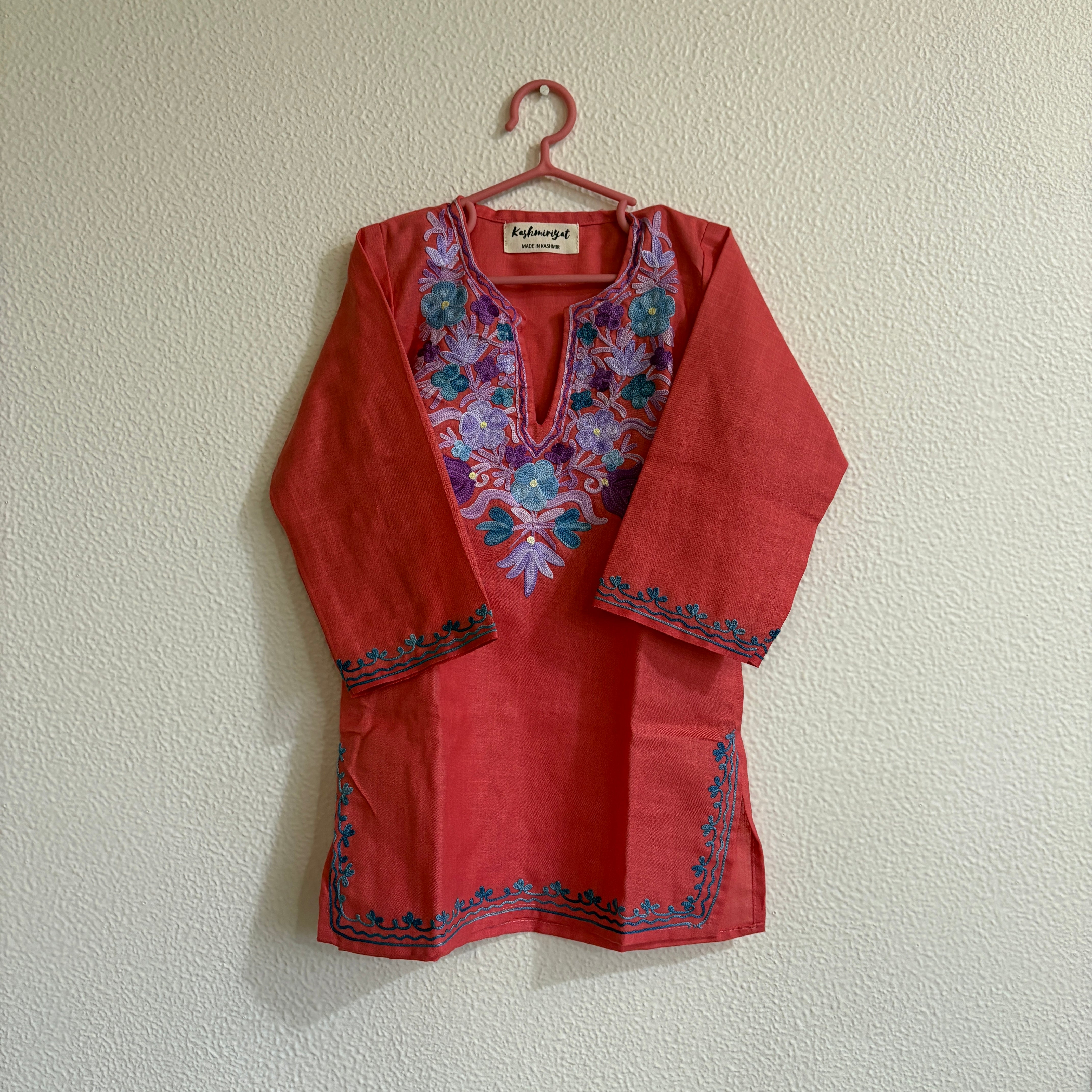 Peach Pink Kids Cotton Kurti Set (upto 2y)