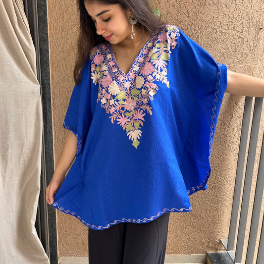 Blue Cotton Kaftan Top