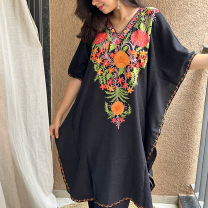 Black Floral Kashmiri Kaftan