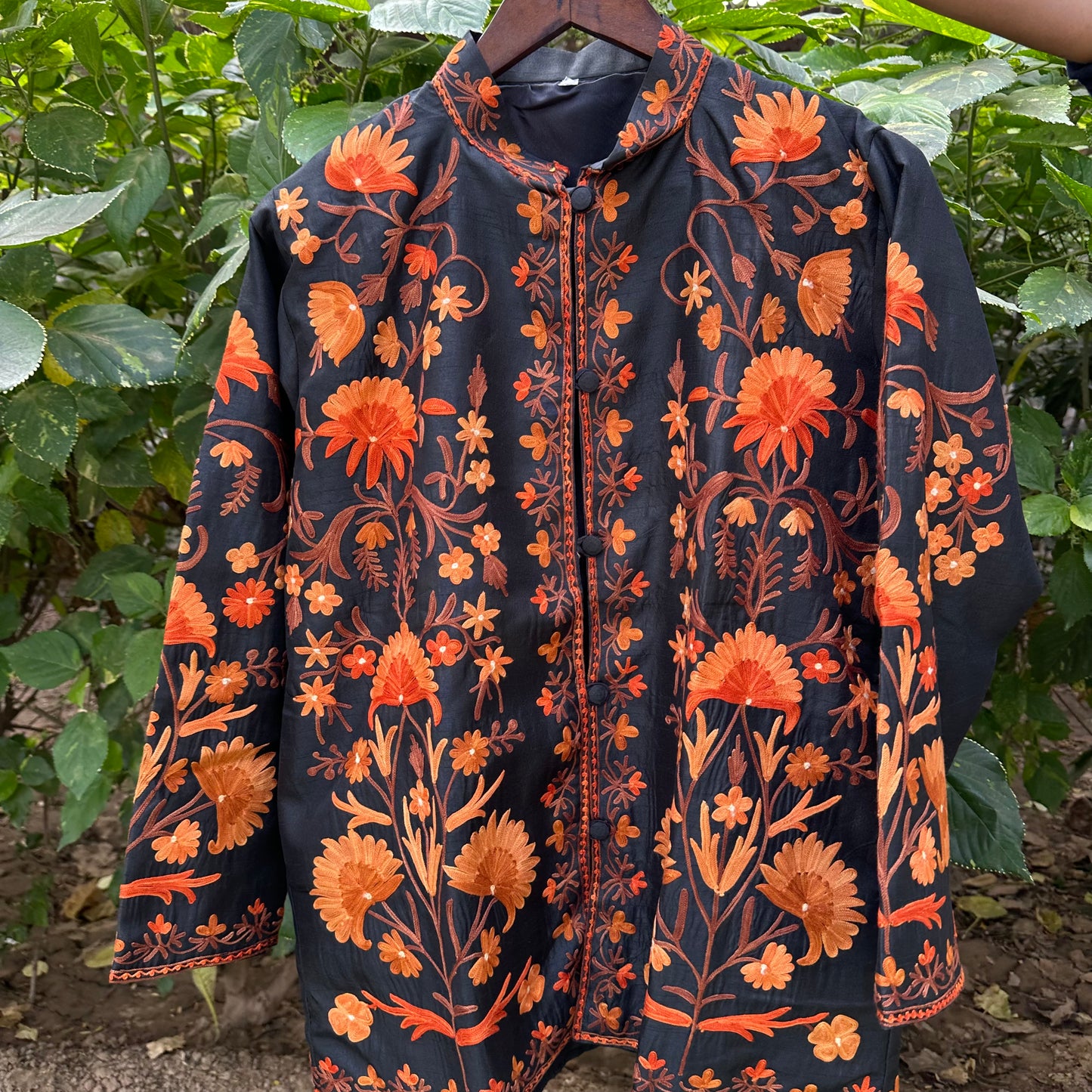Black-Orange Silk Jacket