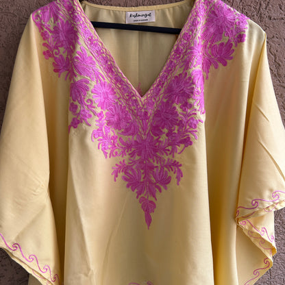 Yellow Cotton Kaftan Top