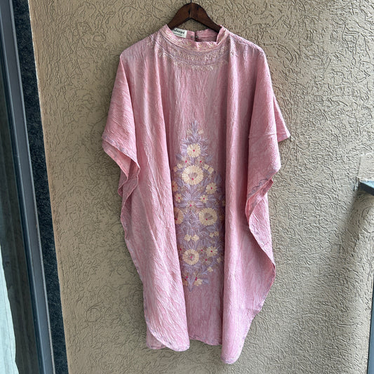 Light Pink Cotton Kaftan with Collar