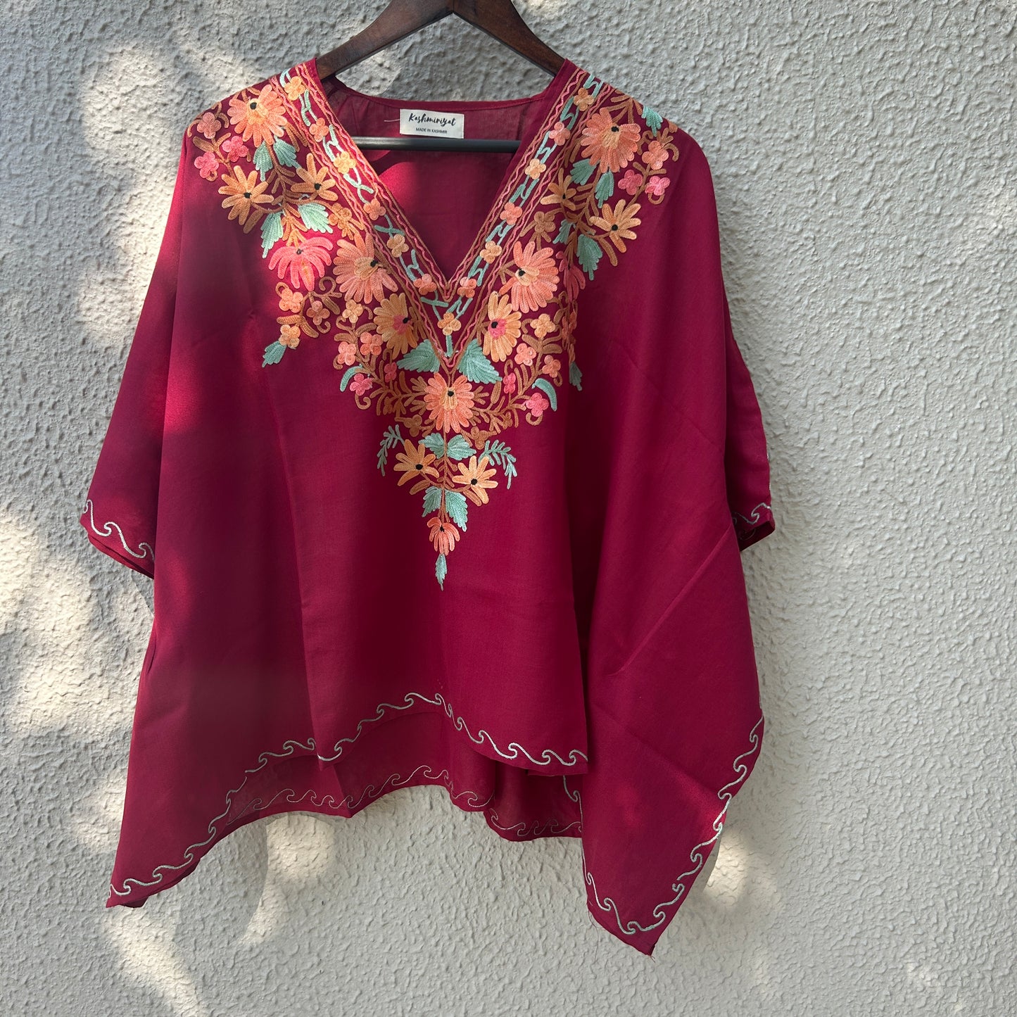 Maroon Short Kashmiri Kaftan