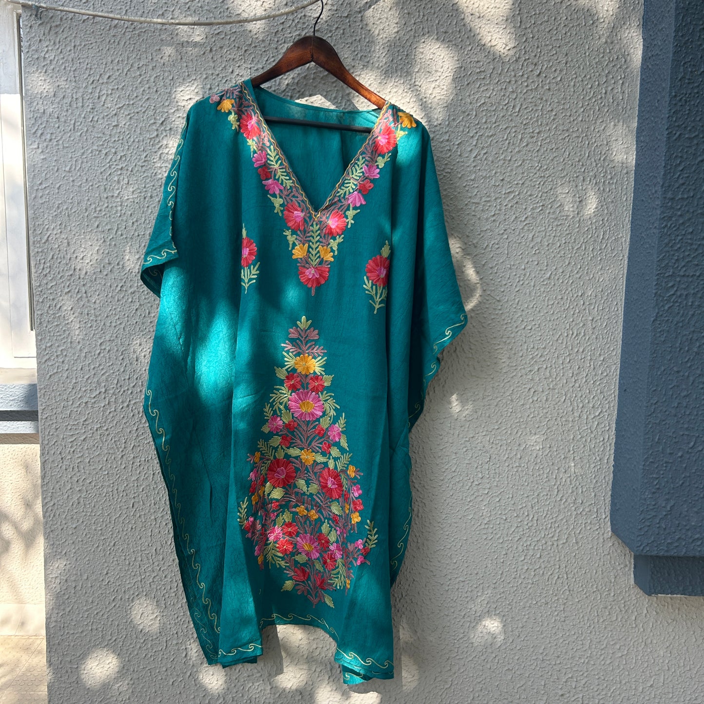 Aqua Blue Kashmiri Kaftan