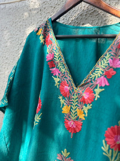 Aqua Blue Kashmiri Kaftan