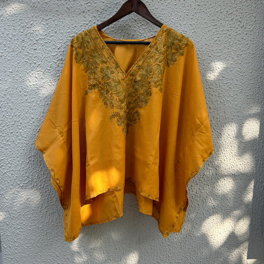 Mustard Kashmiri Kaftan Top