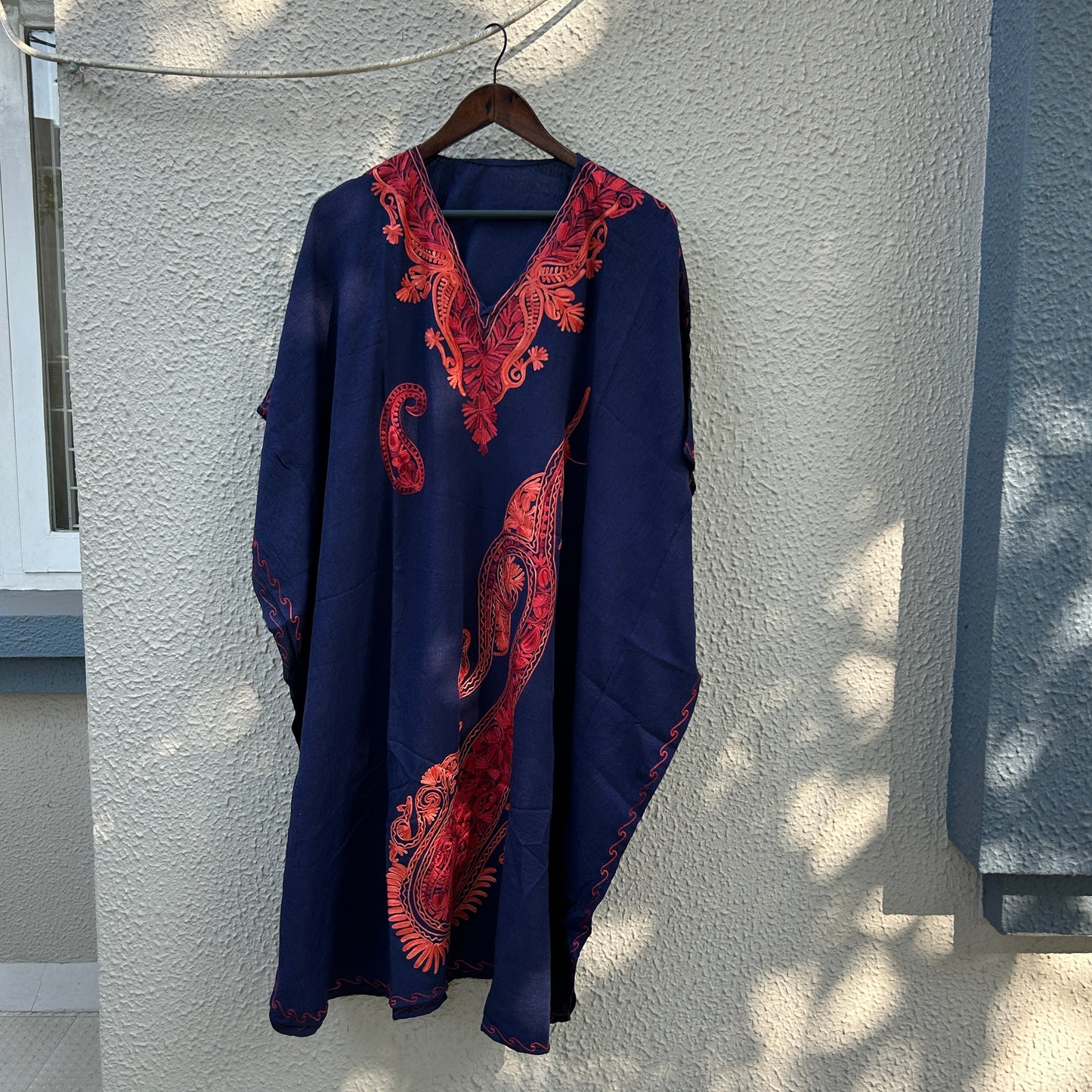 Blue and Red Kashmiri Kaftan