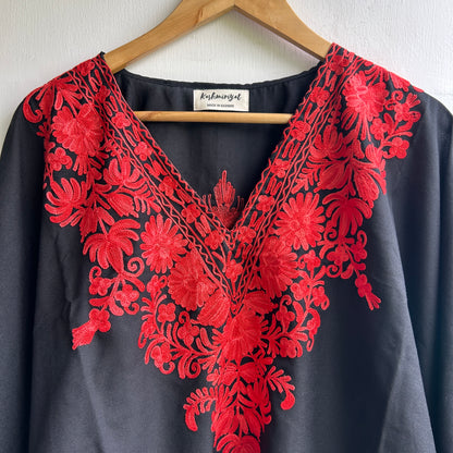 Black & Red Kashmiri Kaftan Top