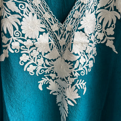 Teal Blue Kashmiri Kaftan Top