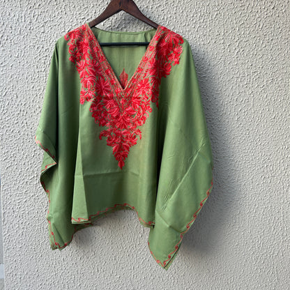 Green and Red Kashmiri Kaftan Top