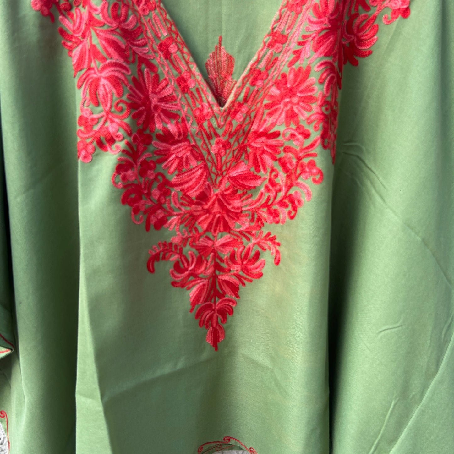 Green and Red Kashmiri Kaftan Top