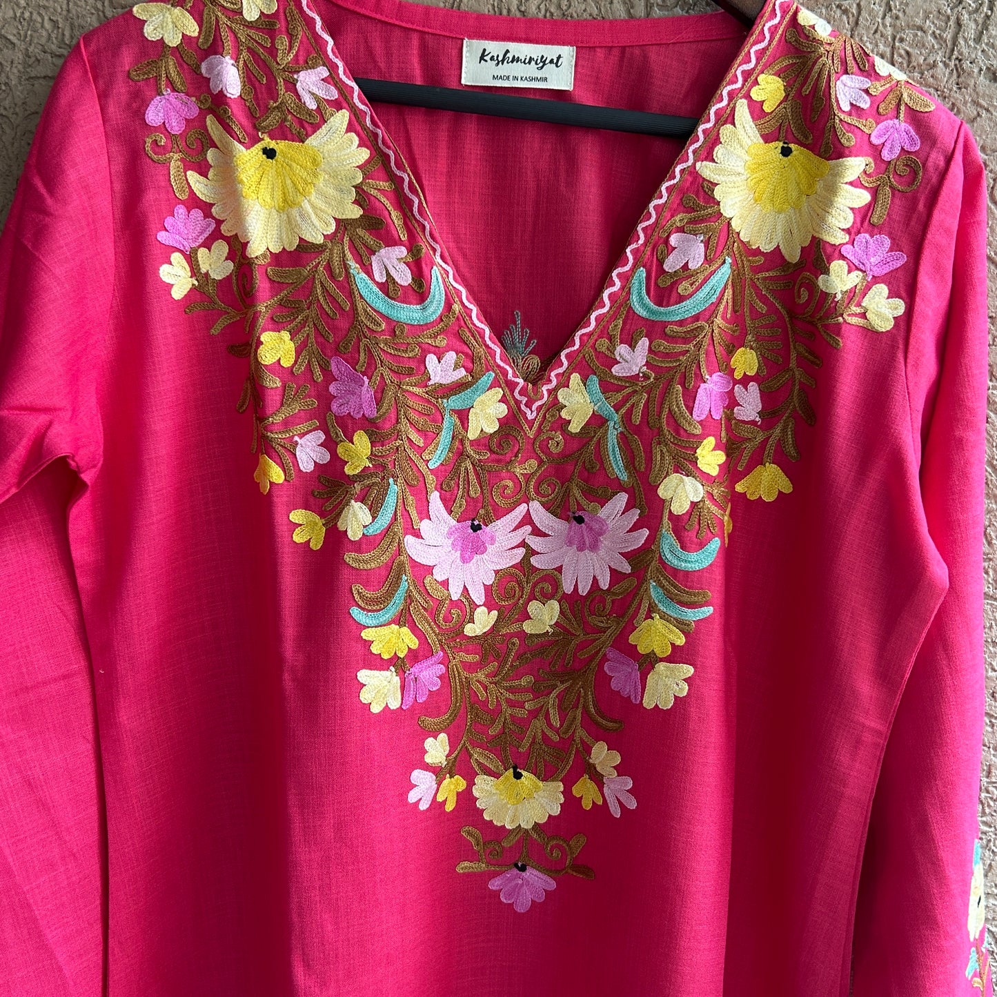 Pink Kashmiri Cotton Kurti