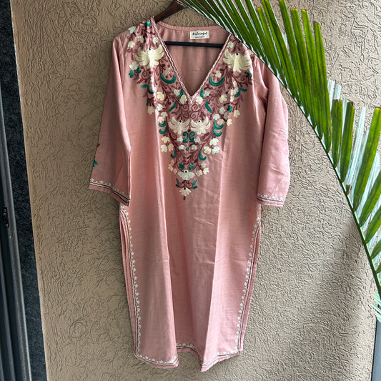 Blush Pink Kashmiri Cotton Kurt
