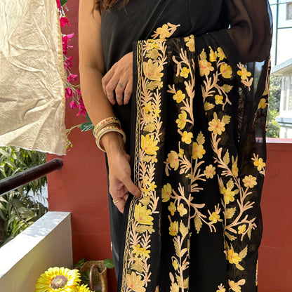 Black Aari Georgette Saree