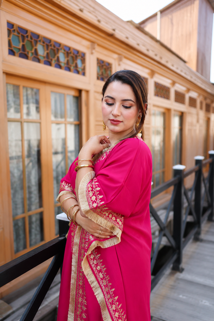 Magenta Mughal Zari Kaftan Set