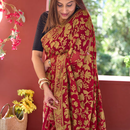 Red Aari Georgette Saree