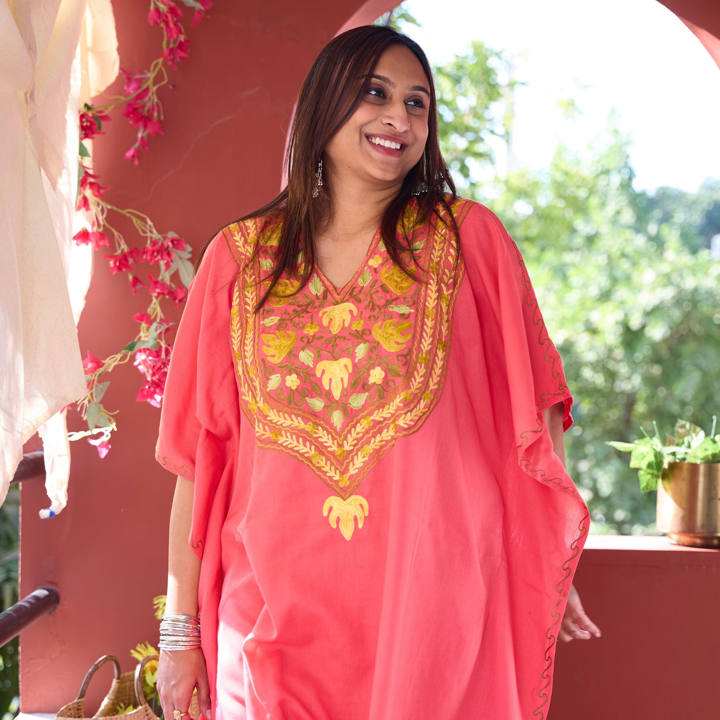 Pink Kashmiri Kaftan Co-Ord Set