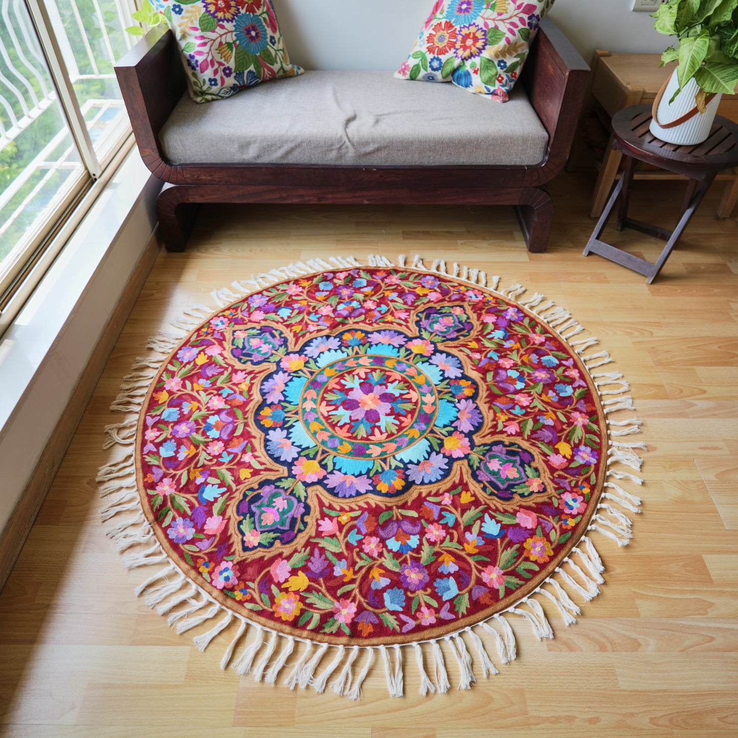 Saba Round Hand Embroidered Rug