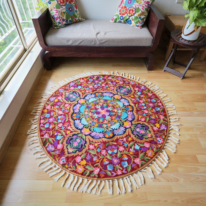 Saba Round Hand Embroidered Rug