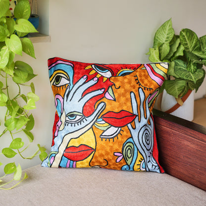 Modern Love Cushion Cover with Hand Embroidery