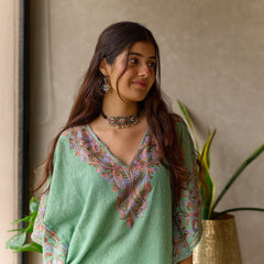 Green Mughal Cotton Kaftan hover