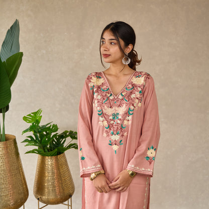 Blush Pink Kashmiri Cotton Kurt