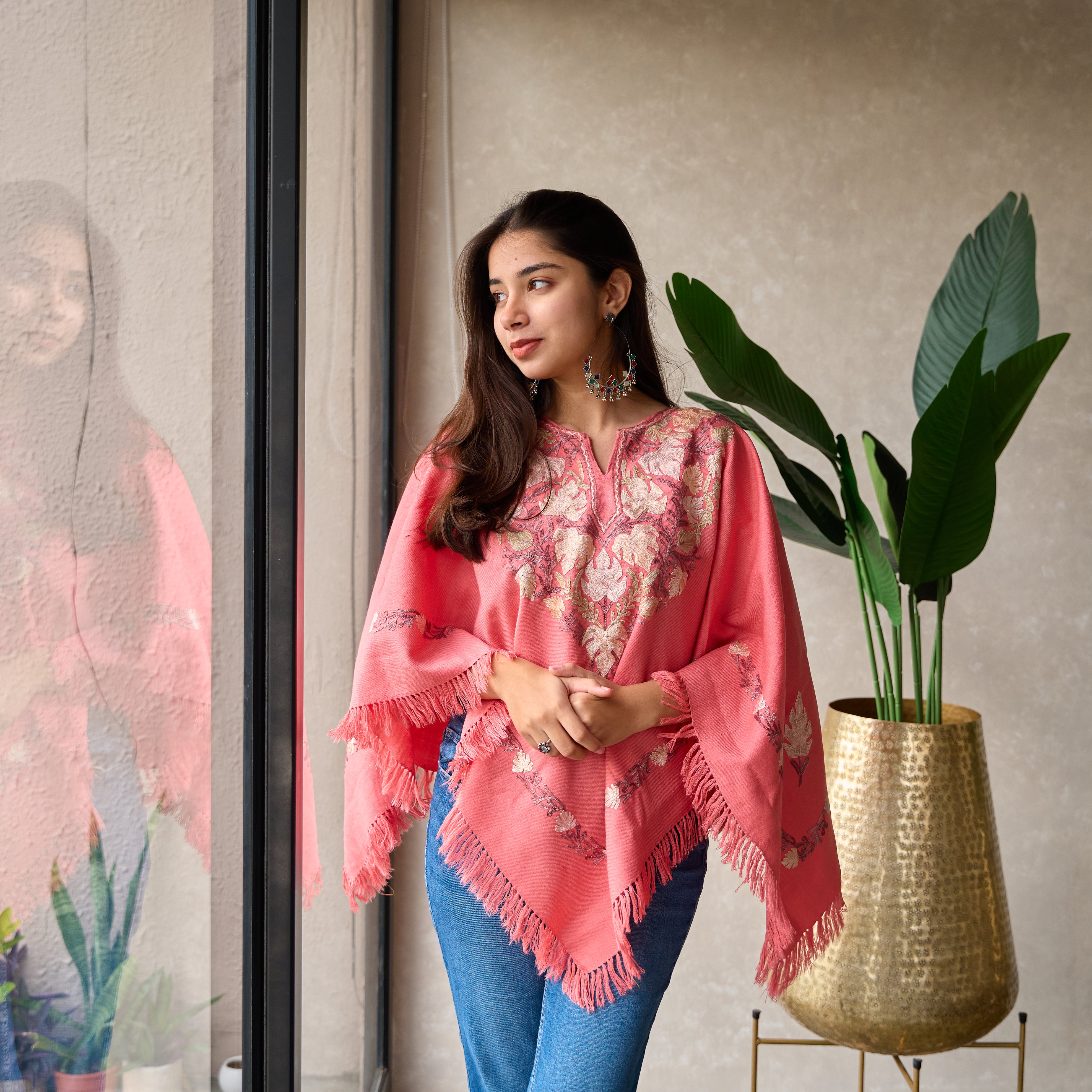 Pink Kashmiri Poncho