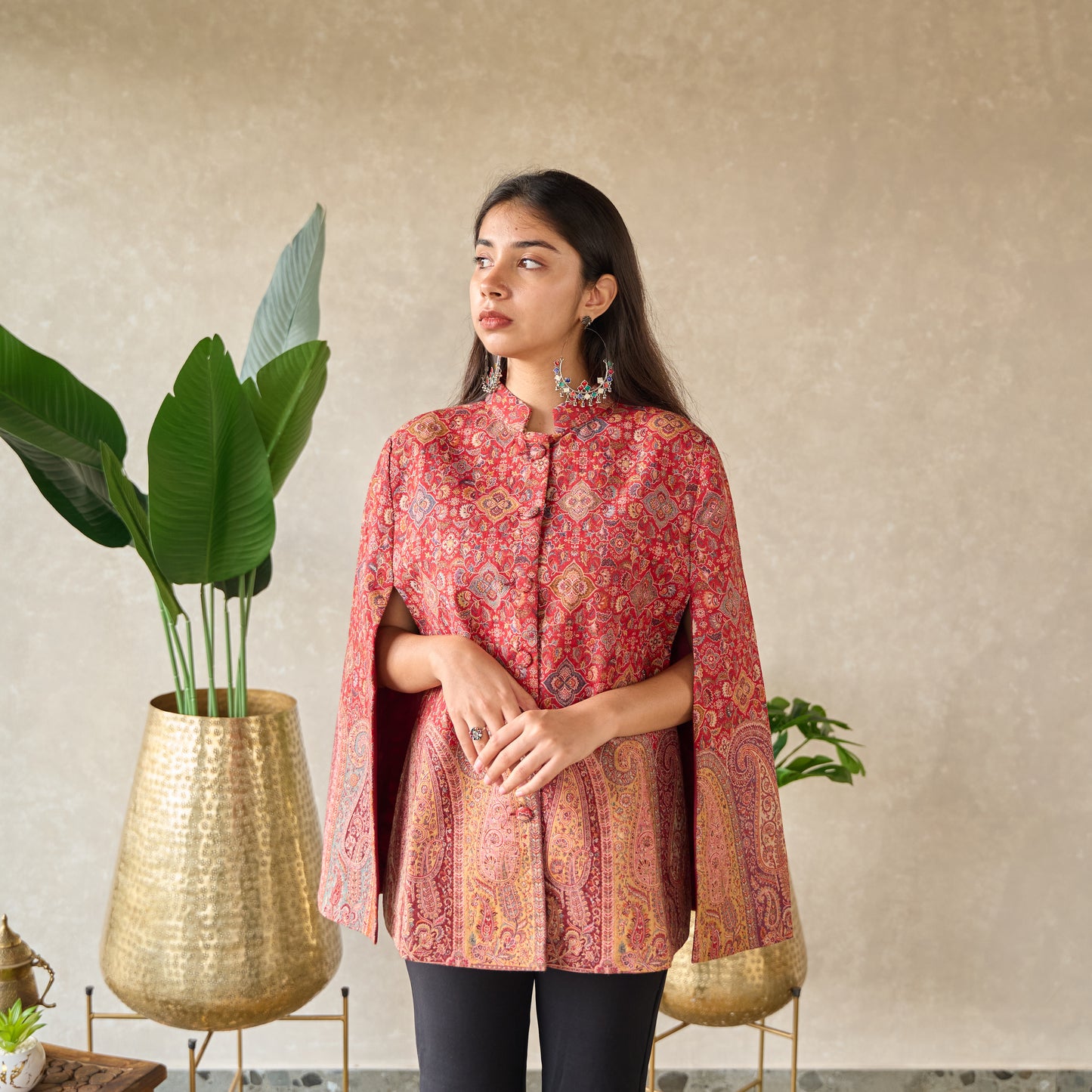 Red Kashmiri Kani Silk Jacket