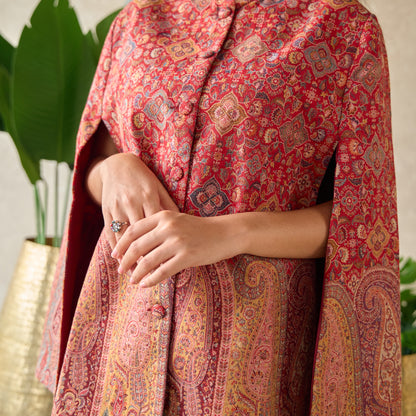 Red Kashmiri Kani Silk Jacket
