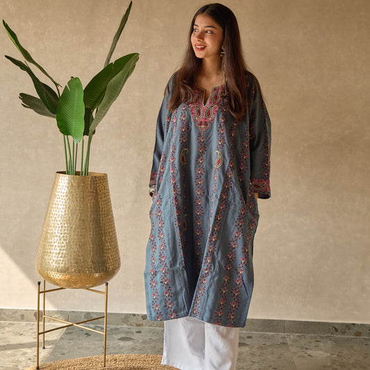 Greyish Blue Kashmiri Pheran