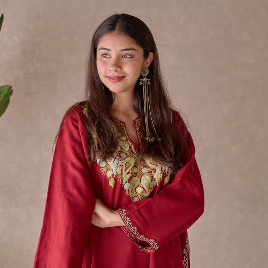 Maroon Kashmiri Pheran