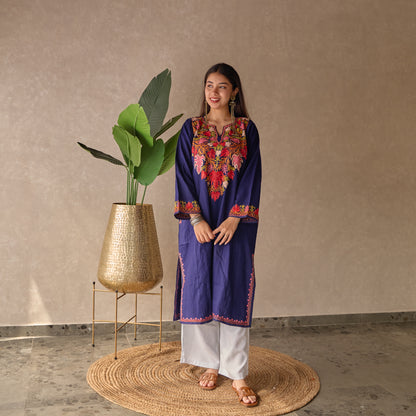 Blue Floral Kashmiri Pheran