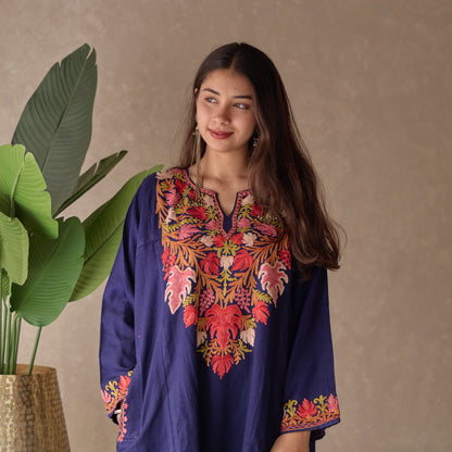 Blue Floral Kashmiri Pheran