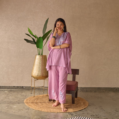 Purple Short Kaftan Co-ord Set