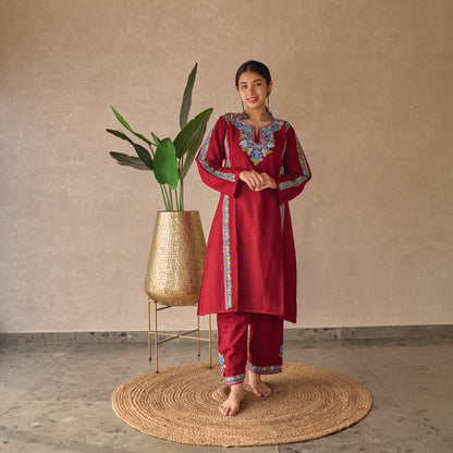 Maroon Kashmiri Woollen Set