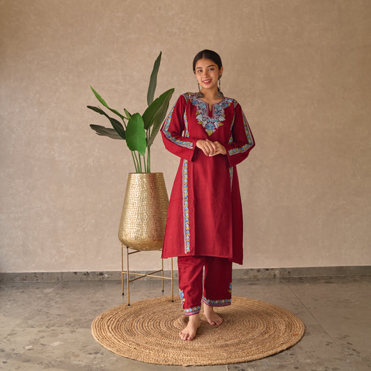 Maroon Kashmiri Woollen Set