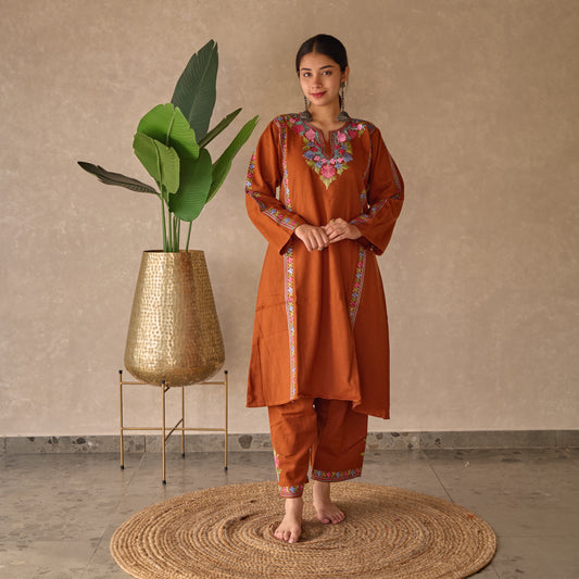Burnt Orange Kashmiri Woollen Set