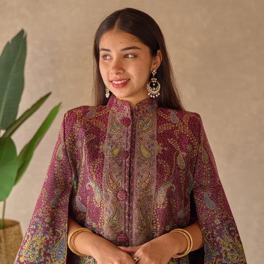 Mauve Vintage Kashmiri Cape Jacket