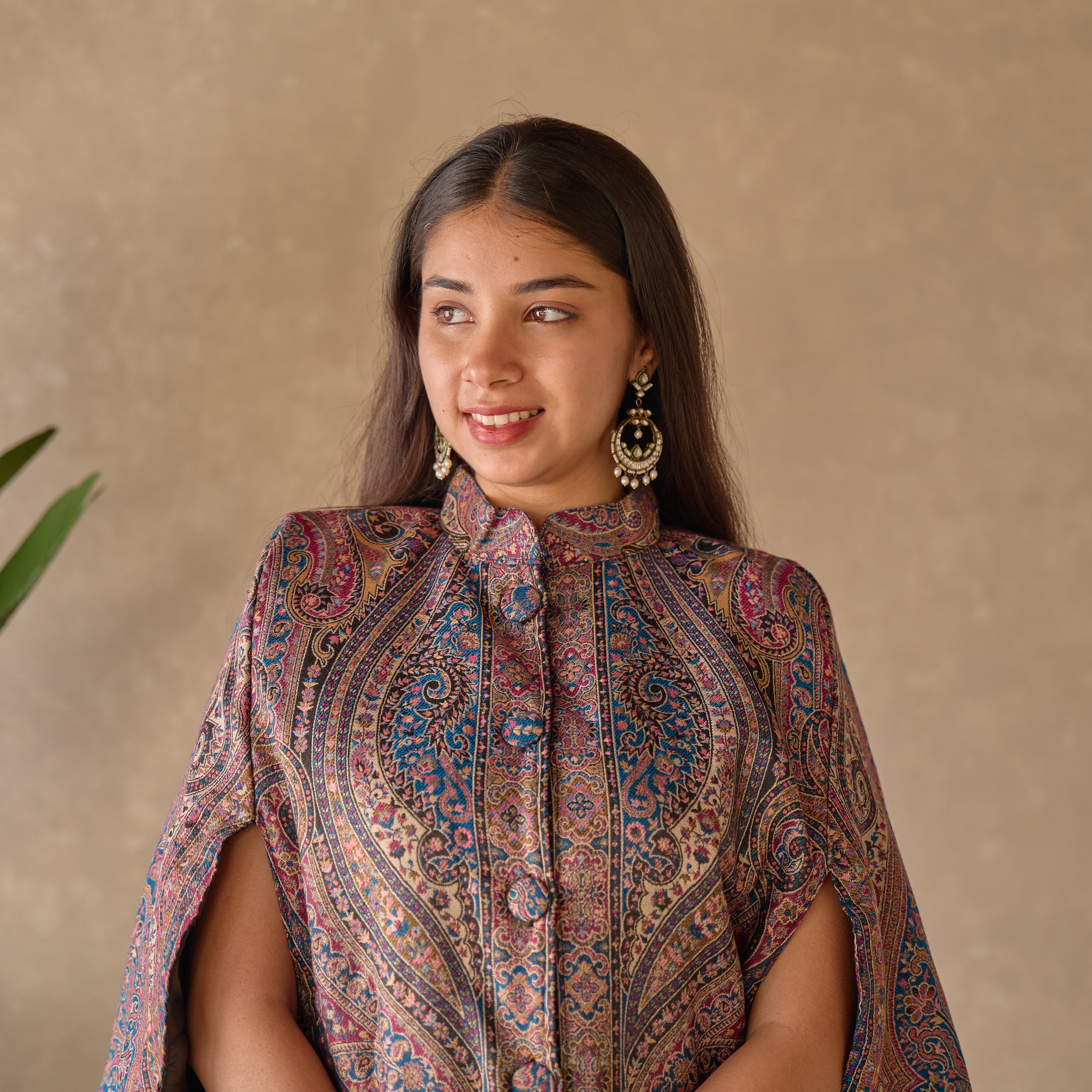 Blue Royal Kashmiri Cape Jacket