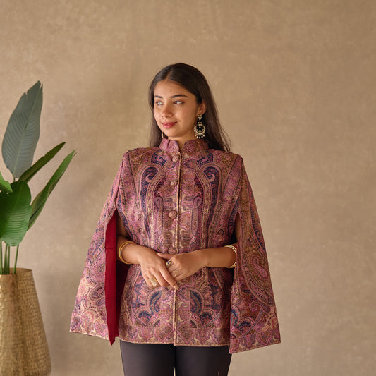 Purple Kashmiri Cape Jacket