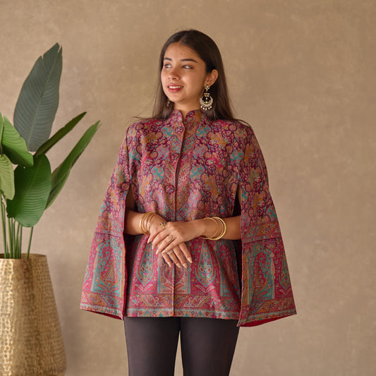 Mauve Mughal Kashmiri Cape Jacket