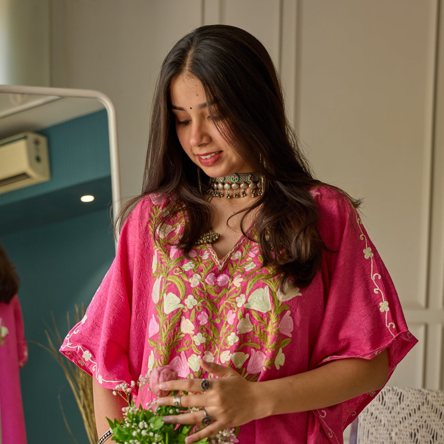 Pink Gul Kashmiri Kaftan